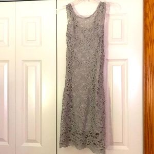 Green grey lace dress small knee length bodycon